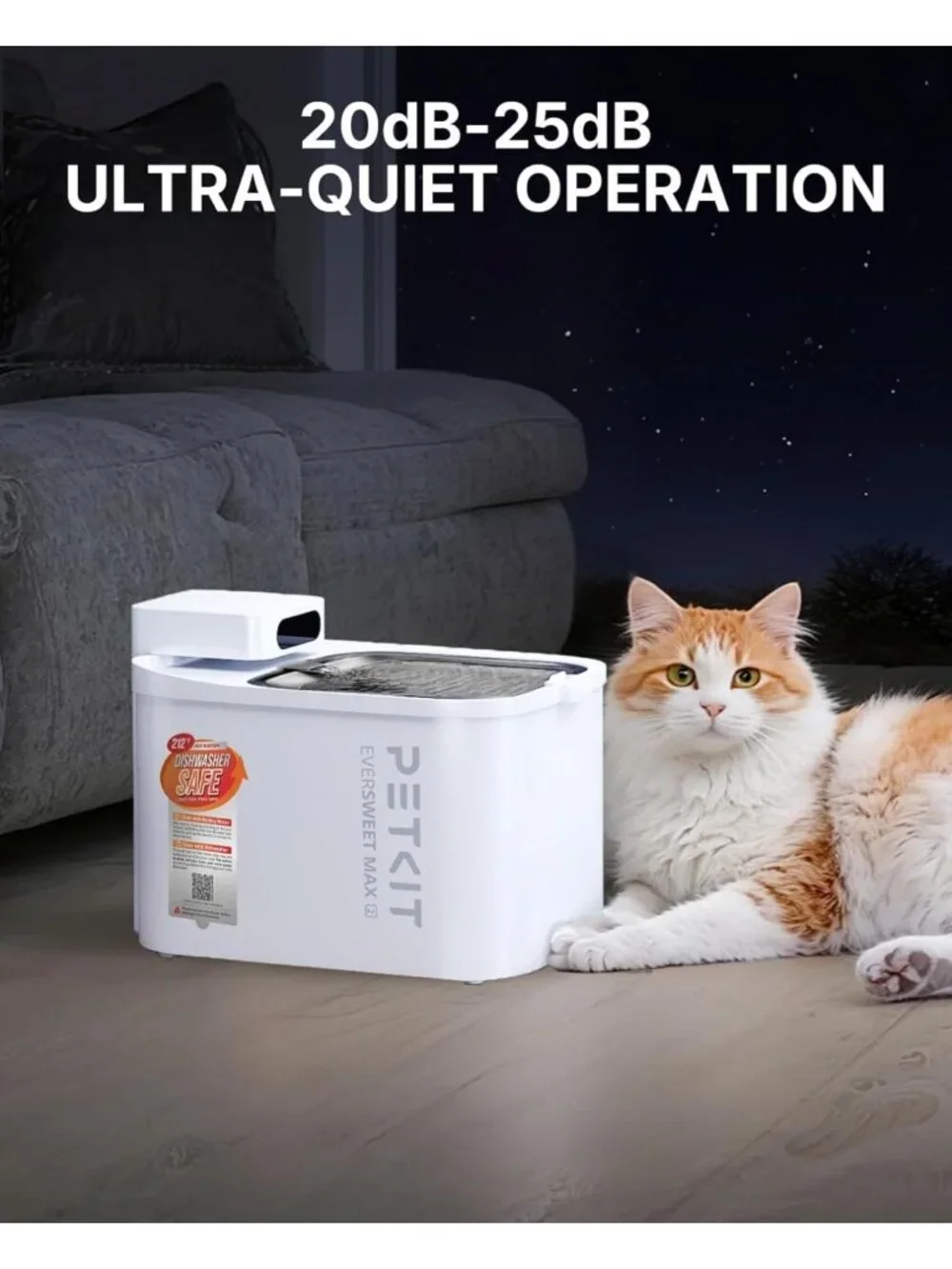 Automatic Cat Water Fountain - 3L Dishwasher Safe, Cordless, Motion Sensor